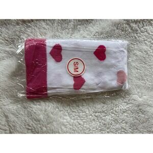 White Heart Print compression Socks Pink Red Valentine Theme Size S/M